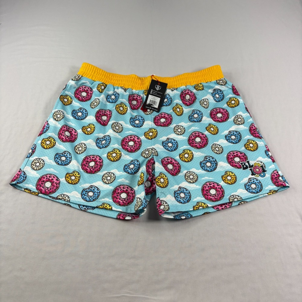 Baseball Lifestyle 101 Shorts Mens XL Blue Donut Graphic Mesh Athletic Gym NEW